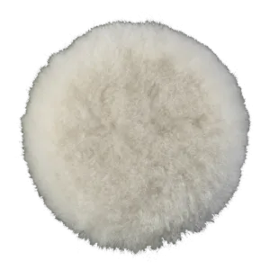 FURY M white super cut rotary wool polishing pad 135mm front view showing dense natural lambswool