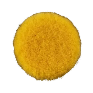 FURY D yellow heavy cut rotary wool polishing pad 135mm front view natural lambswool for maximum defect removal